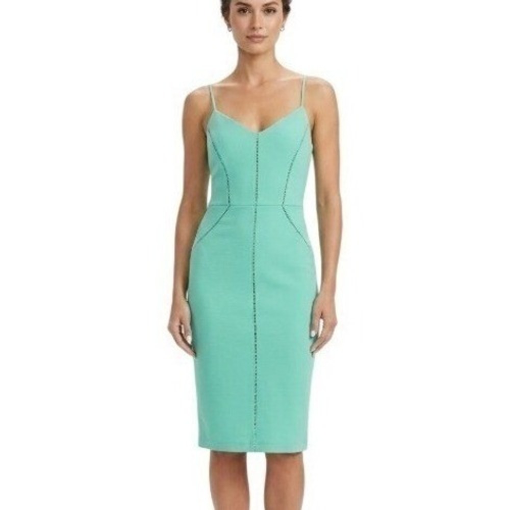 Bisou Bisou | Michele Bohbot Mint Green Ladder Stitch Sheath Dress | 14 NWT
